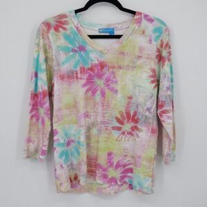Fresh Produce Floral Tee Womens M Multi Pastel Bloomcore Spring Nature Feminine
